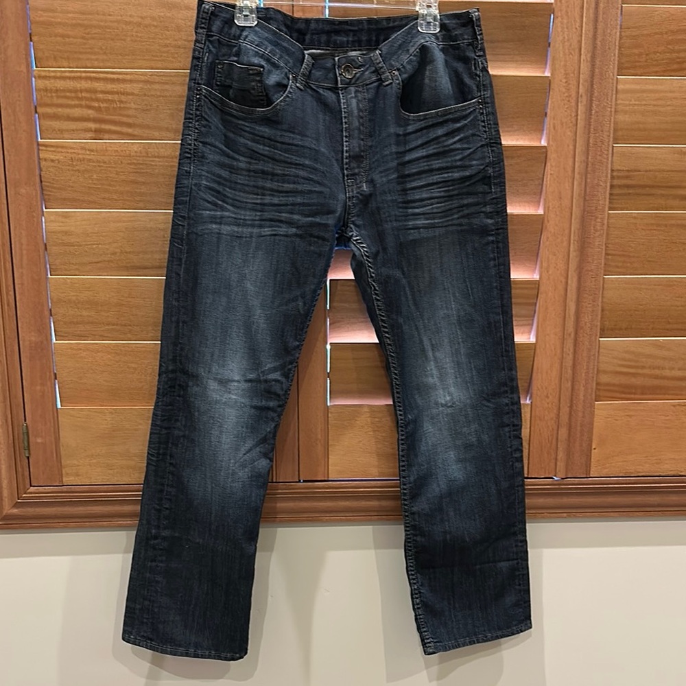 Buffalo Dark Blue Relaxed Fit Jeans with Distressing